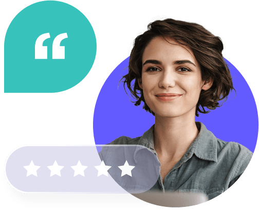 portrait of customer with five star rating